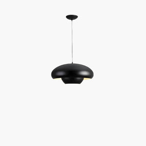 Black dome-shaped pendant light fixture with a sleek, modern design.