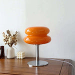 Orange Italian Glass Mushroom Table Lamp