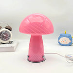 Pink Retro Murano LED Mushroom Table Lamp