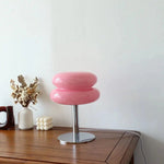 Pink Italian Glass Mushroom Table Lamp