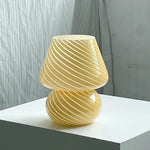 Yellow Glass Striped Mushroom Table Lamp